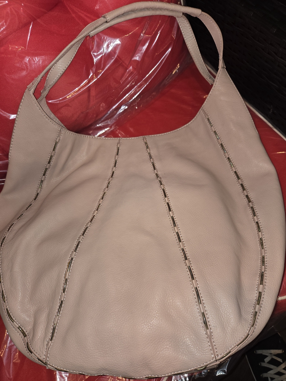 Large And Lovely, Kelsi Dagger Soft Pebbled Hobo Bag in Blush